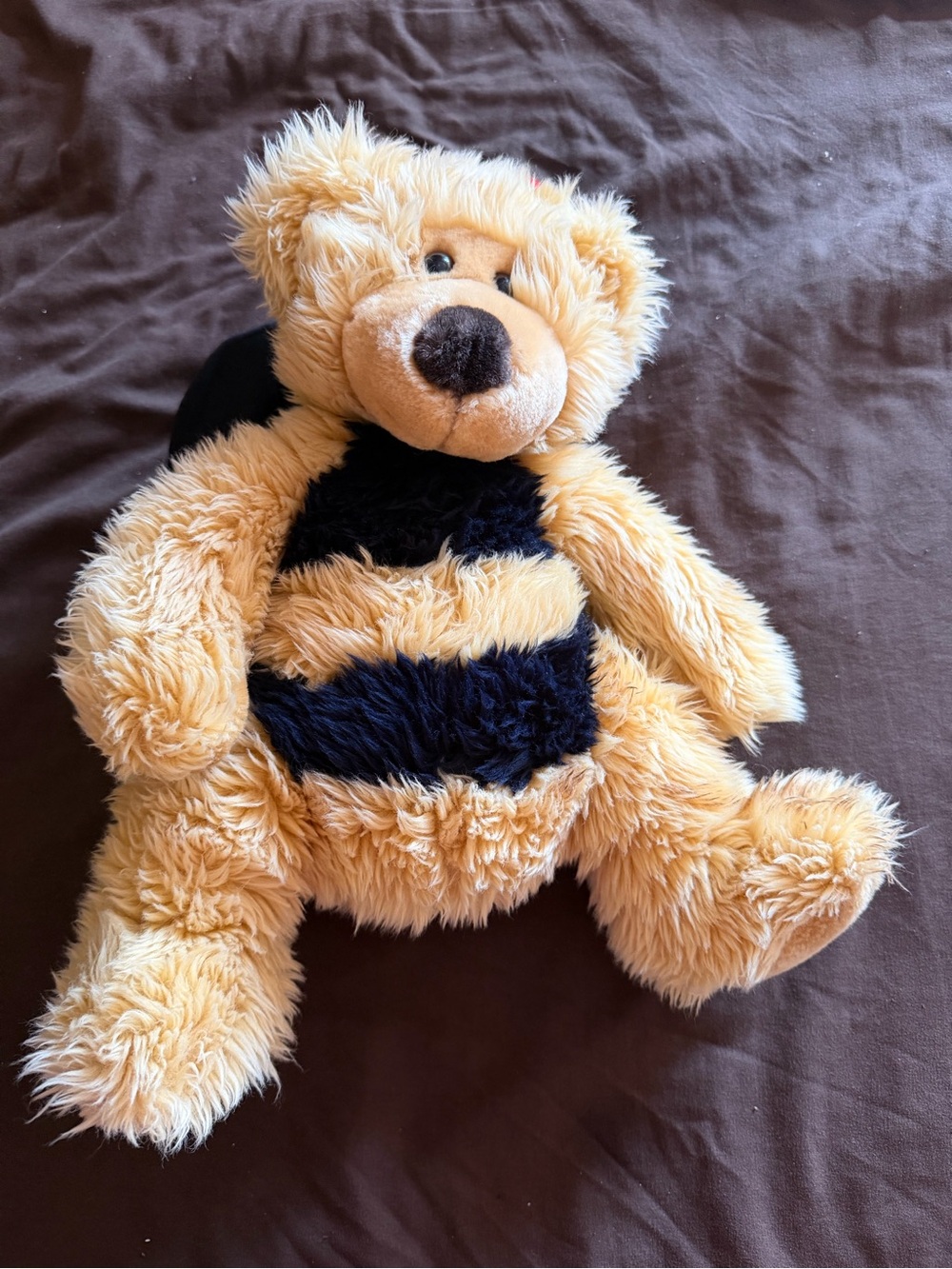 Vintage 90s Plush Bumblebee Teddy Bear - Soft Yellow & Black Stuffed Toy